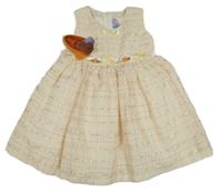 Nové - Pudrovo-oranžové šaty s květy Cinderalla