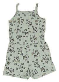 Svetlomodrý bodkovaný letný overal s motýlikmi Name it