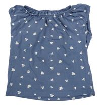 Modrošedé tričko s kvietkami Primark