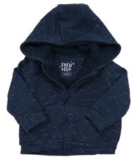 Tmavomodrá melírovaná propínací zateplená mikina s kapucí F&F