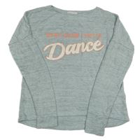 Sivo-modrý melírovaný ľahký sveter s nápisom H&M