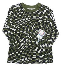 Nové - Khaki-černo-šedé kostkované triko Matalan
