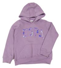 Lila mikina s nápisem z flitrů a kapucí U.S. Polo ASSN
