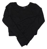 Čierne rebrované crop elastické tričko F&F