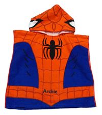 Červeno-zafírová pončo osuška s pavoukem a kapucí - Spider-man MARVEL