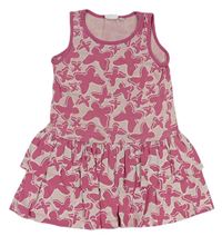Svetloružová -ružové šaty s motýlikmi a volánikom Kids