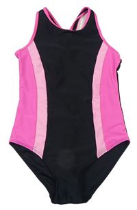 Čierno-svetloružová -kriklavoě ružové jednodielne plavky George
