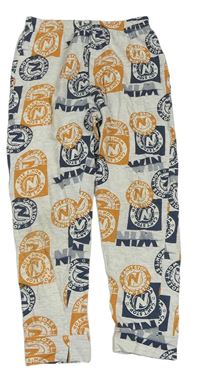 Svetlosivé melírované pyžamové nohavice s logy - NERF Tu