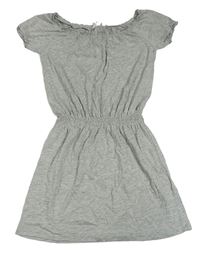 Sivé melírované šaty s lodičkovým výstřihem H&M