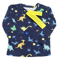 Tmavomodré pyžamové tričko s dinosaurami SHEIN