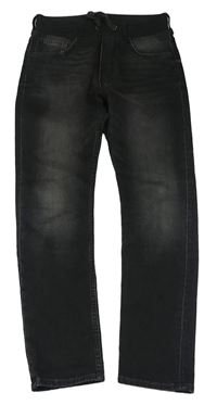 Šedočerné jogger teplákové rifle s úpletovým pasem H&M