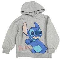Sivá melírovaná mikina so Stitchem a kapucňou PRIMARK