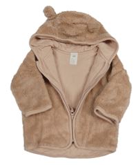 Svetlohnedá chlpatá podšitá bunda s kapucňou s uškami H&M