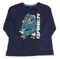 Tmavomodré tričko s ovladači a skvrnkami PRIMARK