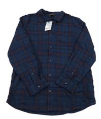 Nové - tmavomodro/vínovo-čierna kockovaná košeľa PRIMARK