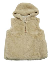 Smotanová kožušinová podšitá vesta s kapucňou Nutmeg