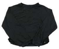 Čierne vzorované crop tričko s nařasením Next