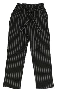 Čierno-biele pruhované paper bag nohavice so zavazováním H&M