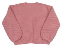 Ružový rebrovaný oversize sveter F&F