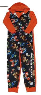 Černo-červená fleecová kombinéza s Máriem a kapucí George