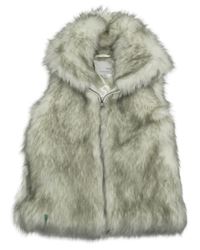 Bielo-sivá kožušinová podšitá vesta Next