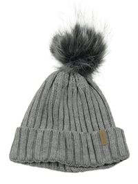 Šedá melírovaná žebrovaná čepice s bambulí ECEPEAK50-56