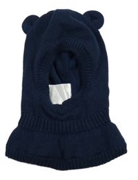 Tmavomodrá pletená kukla s oušky H&M