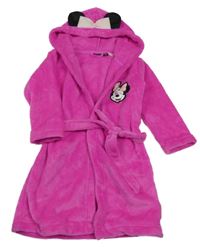 Fuchsiový plyšový župan s Minnie a kapucí Disney