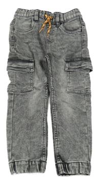 Tmavosivé plesňové cargo cuff teplákové rifle Kiki&Koko