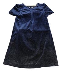 Tmavomodro-zlaté zamatové šaty PRIMARK