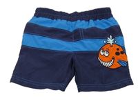 Tmavomodro-modré plážové kraťasy s velrybou Topolino