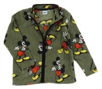 Khaki fleecová prepínaci mikina s Mickey Disney