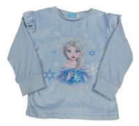 Svetlomodrá plyšová mikina s Elsou a volánikmi Disney