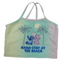 Světlezeleno/žluto/růžová plavková lambáda se Stitchem a Angelou Disney