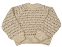 Světlebéžovo/hnědo-zlatý ažurový crop svetr ZARA