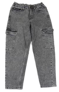 Šedé plísňové cargo relaxed fit waist tapered leg rifle H&M