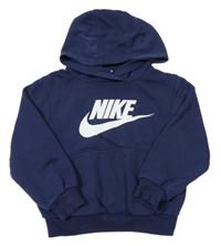 Tmavomodrá mikina s logem a kapucí Nike