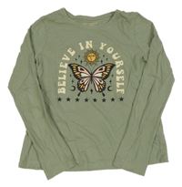 Khaki triko s motýlkem a nápisem PRIMARK