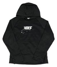 Černá thermo mikina s logem a kapsou a kapucí Nike