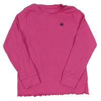 Ružové rebrované tričko s výšivkou Next