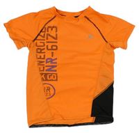 Neonově oranžovo-černé funkční tričko Domyos