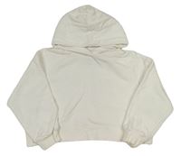 Biela crop mikina s kapucňou Zara