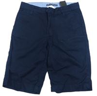 Tmavomodré plátěné chino kraťasy H&M