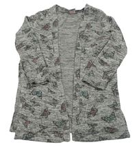 Sivý melírovaný úpletový cardigan s motýly Tu