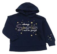 Tmavomodrá mikina s nápisom s hviezdami a kapucňou Primark