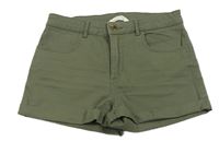 Khaki riflové kraťasy H&M