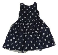 Tmavomodré bodkovaná é tylové šaty H&M