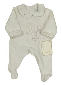 Nové - Bílý sametový overal s králíkem a límečkem Mamas&Papas