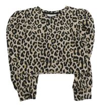 Béžová crop mikina s leopardím vzorom Matalan