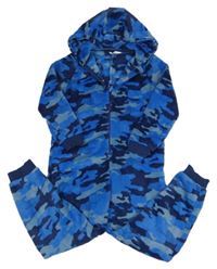 Modrá army chlupatá kombinéza s kapucí M&S